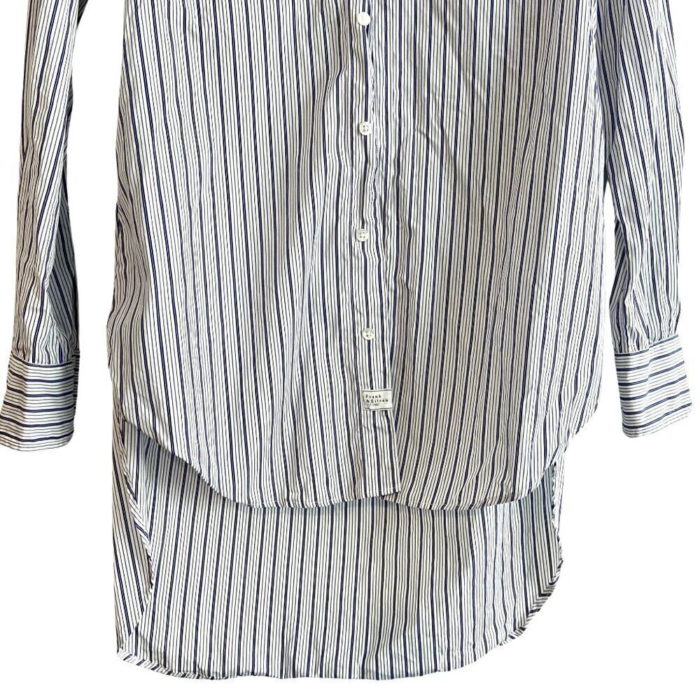 Frank & Eileen Grayson Navy Blue Stripe Cotton Button Down Shirt XS - Picture 8 of 11